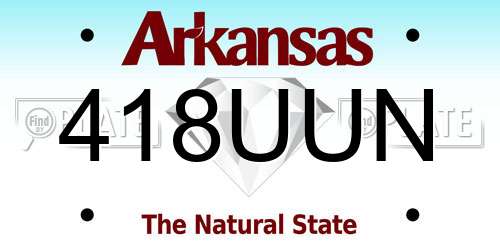 418UUN Arkansas License Plate