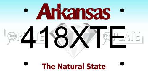 418XTE Arkansas License Plate