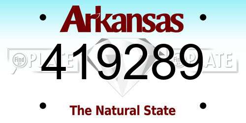 419289 Arkansas License Plate