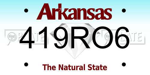 419RO6 Arkansas License Plate