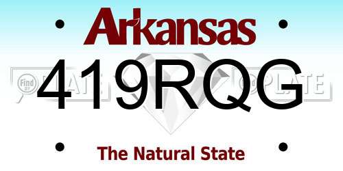 419RQG Arkansas License Plate