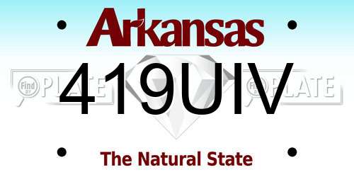 419UIV Arkansas License Plate