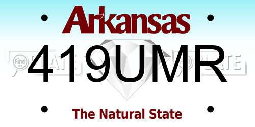 419UMR Arkansas License Plate