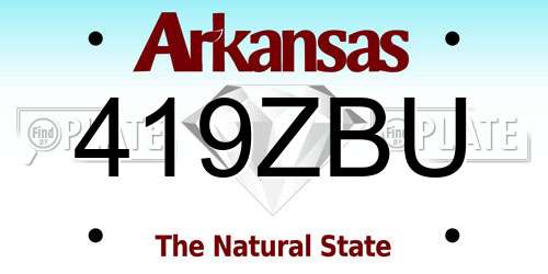 419ZBU Arkansas License Plate