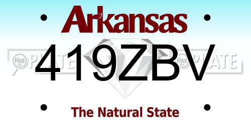 419ZBV Arkansas License Plate