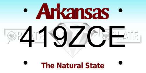 419ZCE Arkansas License Plate