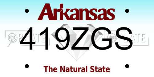 419ZGS Arkansas License Plate