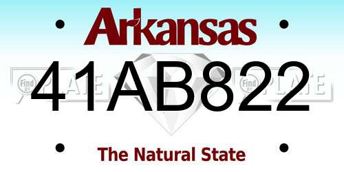 41AB822 Arkansas License Plate