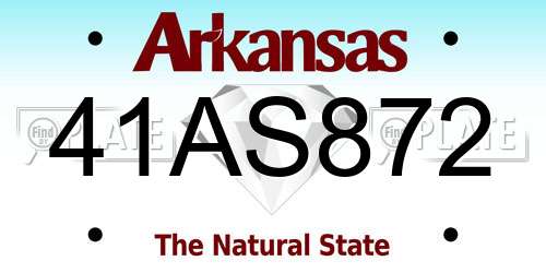 41AS872 Arkansas License Plate