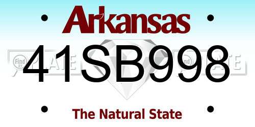 41SB998 Arkansas License Plate