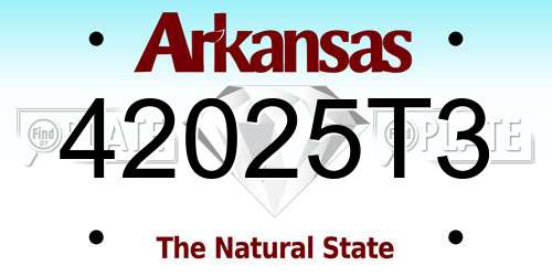 42025T3 Arkansas License Plate