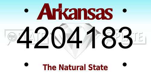 4204183 Arkansas License Plate
