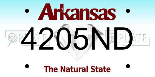 4205ND Arkansas License Plate