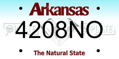 4208NO Arkansas License Plate