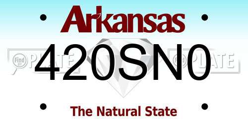 420SN0 Arkansas License Plate