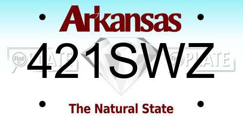 421SWZ Arkansas License Plate