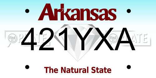 421YXA Arkansas License Plate