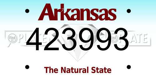 423993 Arkansas License Plate