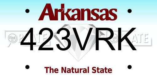 423VRK Arkansas License Plate