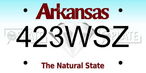 423WSZ Arkansas License Plate