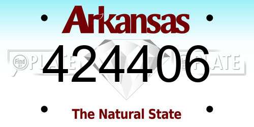 424406 Arkansas License Plate