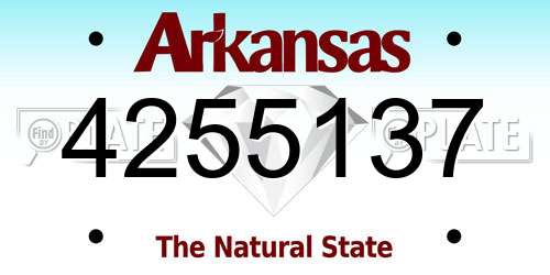 4255137 Arkansas License Plate