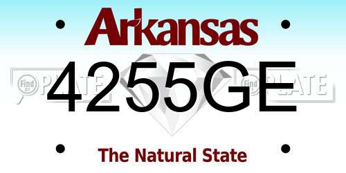 4255GE Arkansas License Plate