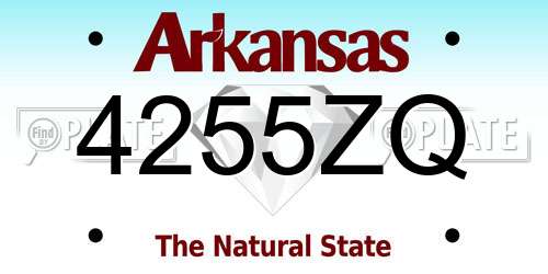 4255ZQ Arkansas License Plate