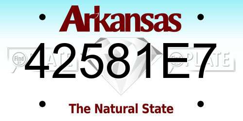 42581E7 Arkansas License Plate