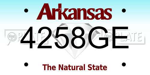 4258GE Arkansas License Plate