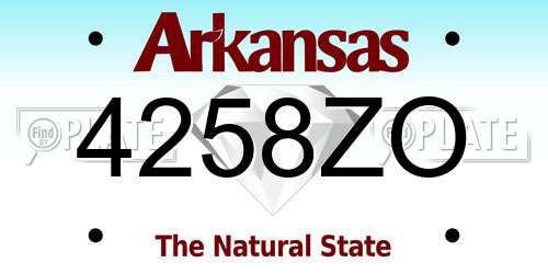 4258ZO Arkansas License Plate