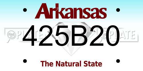 425B20 Arkansas License Plate