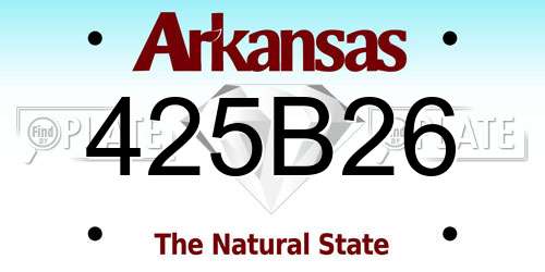 425B26 Arkansas License Plate
