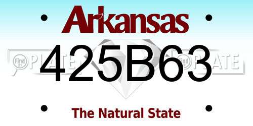 425B63 Arkansas License Plate