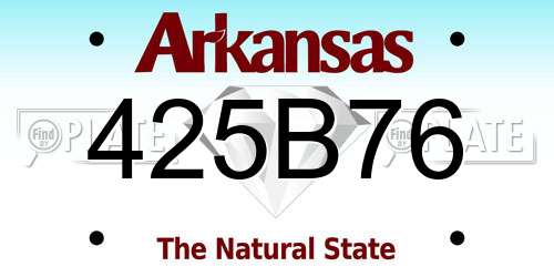425B76 Arkansas License Plate