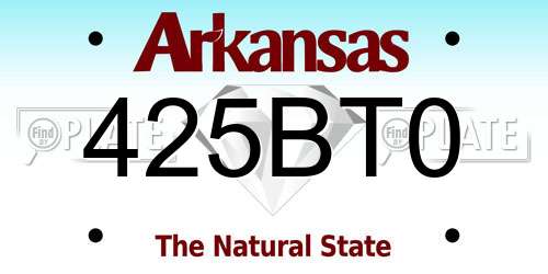 425BT0 Arkansas License Plate