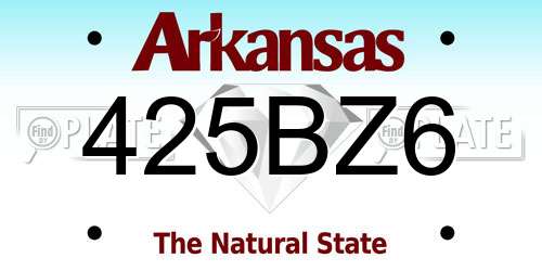425BZ6 Arkansas License Plate