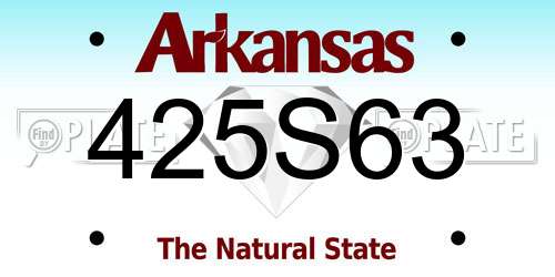 425S63 Arkansas License Plate