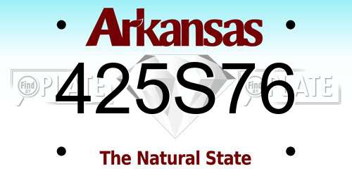 425S76 Arkansas License Plate