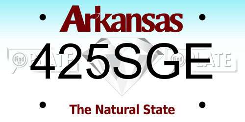 425SGE Arkansas License Plate