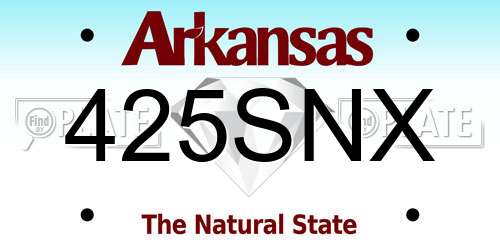 425SNX Arkansas License Plate