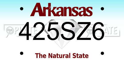 425SZ6 Arkansas License Plate