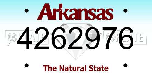 4262976 Arkansas License Plate
