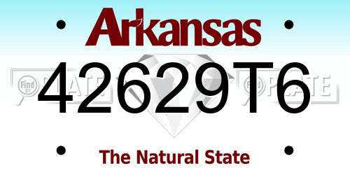 42629T6 Arkansas License Plate