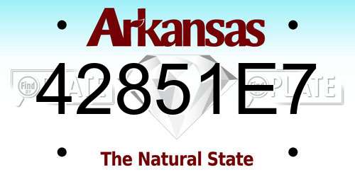 42851E7 Arkansas License Plate