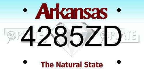 4285ZD Arkansas License Plate