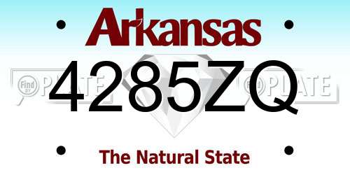 4285ZQ Arkansas License Plate