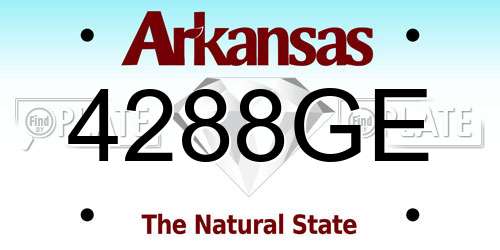 4288GE Arkansas License Plate