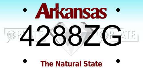4288ZG Arkansas License Plate