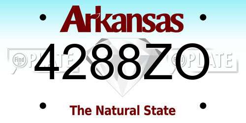 4288ZO Arkansas License Plate